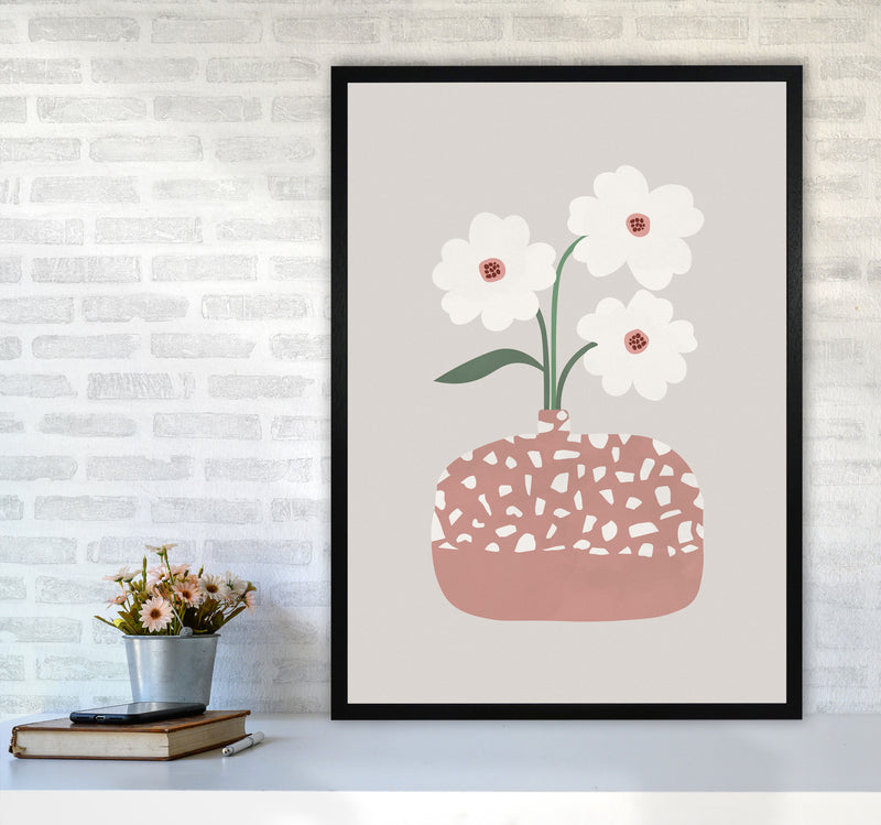 Terrazzo & Flowers Art Print by Orara Studios A1 White Frame