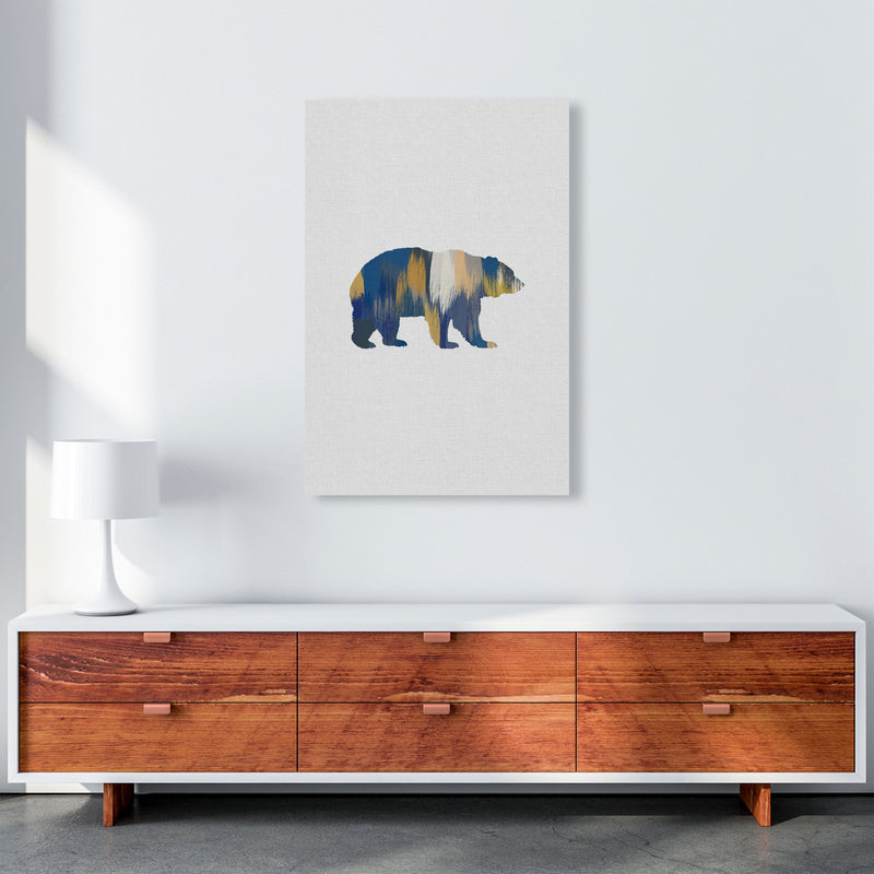 Bear Blue & Yellow Animal Art Print By Orara Studio Animal Art Print A1 Canvas