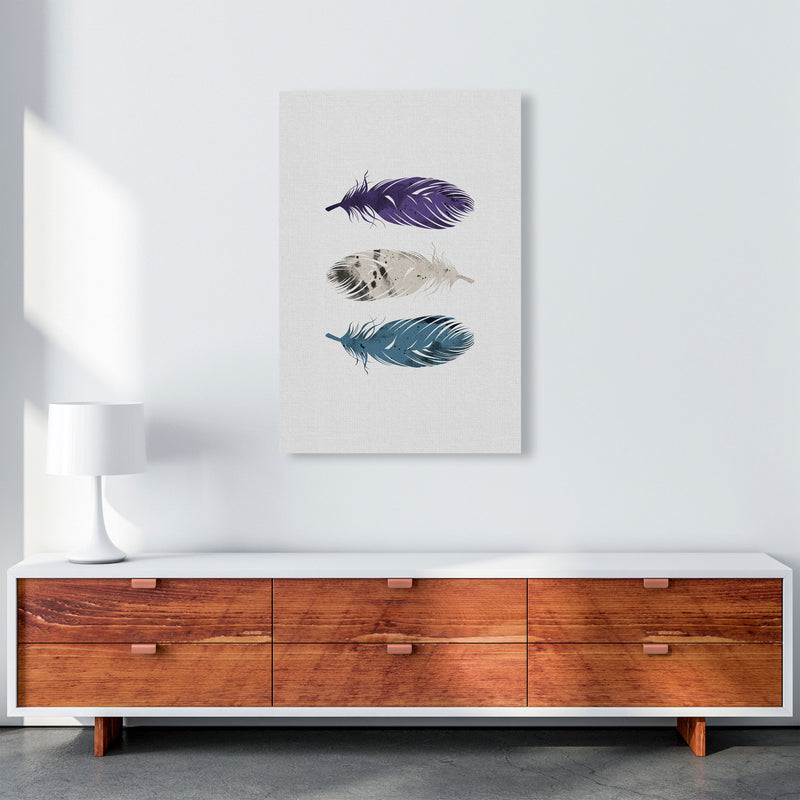Blue, Purple & White Feathers Print By Orara Studio A1 Canvas