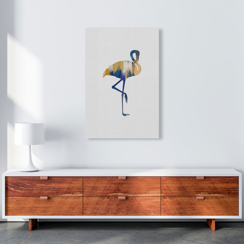 Flamingo Blue & Yellow Print By Orara Studio Animal Art Print A1 Canvas