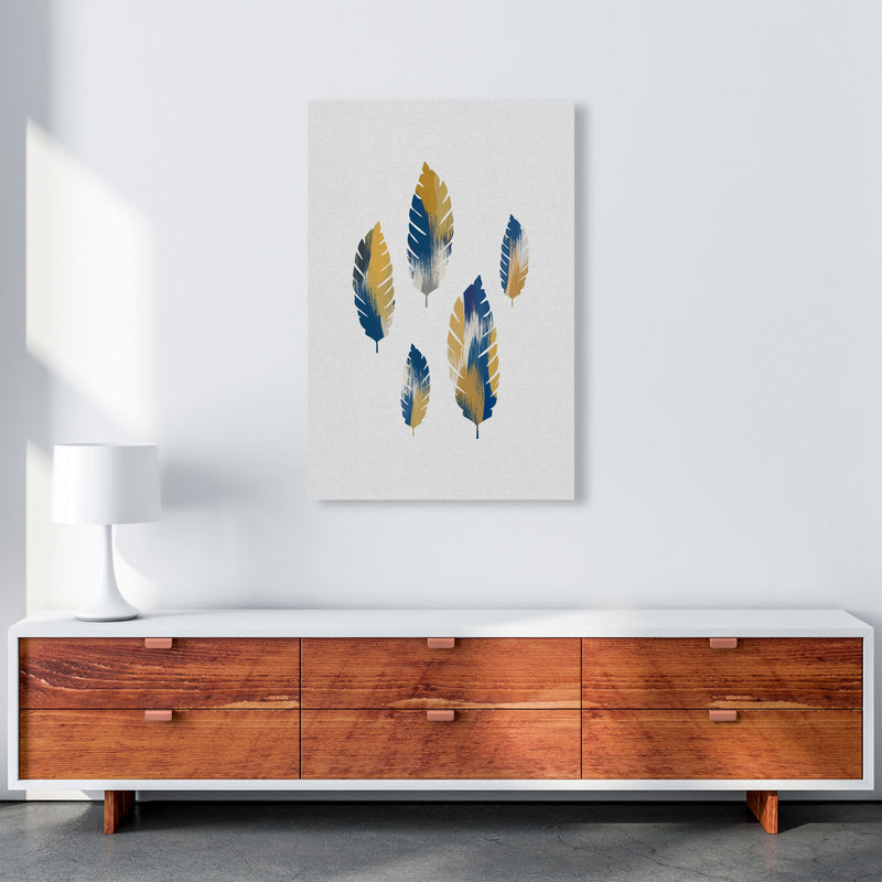 Leaves Blue & Yellow Print By Orara Studio A1 Canvas
