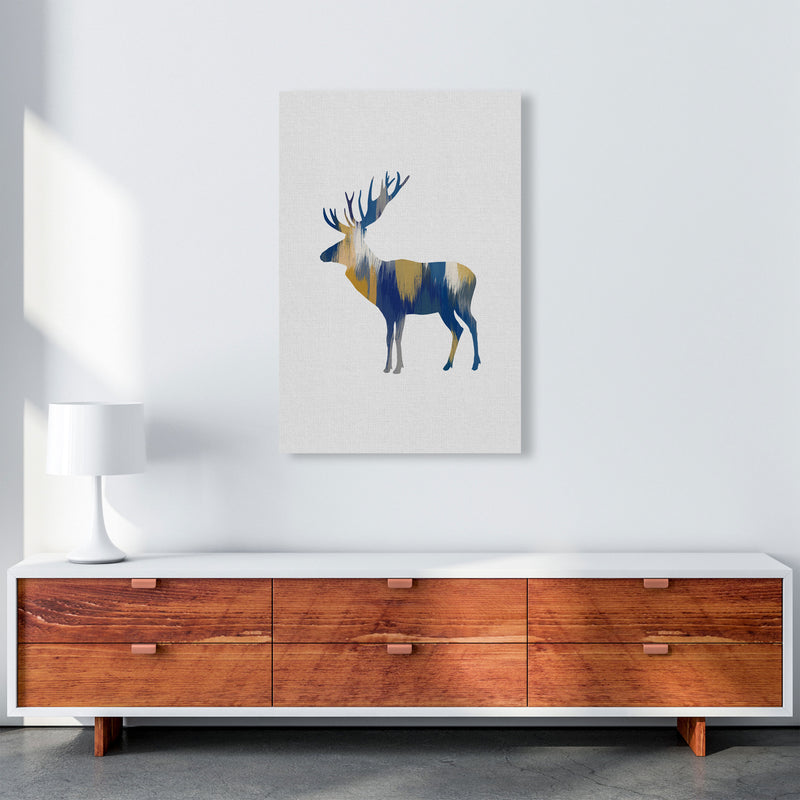 Moose Blue & Yellow Print By Orara Studio Animal Art Print A1 Canvas