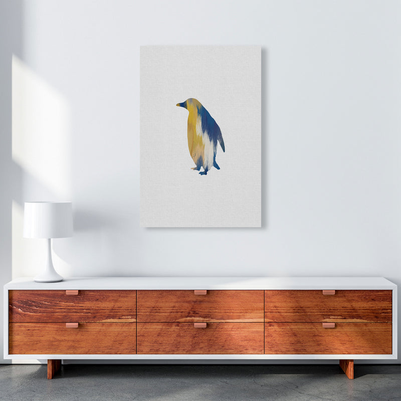 Penguin Blue & Yellow Print By Orara Studio Animal Art Print A1 Canvas