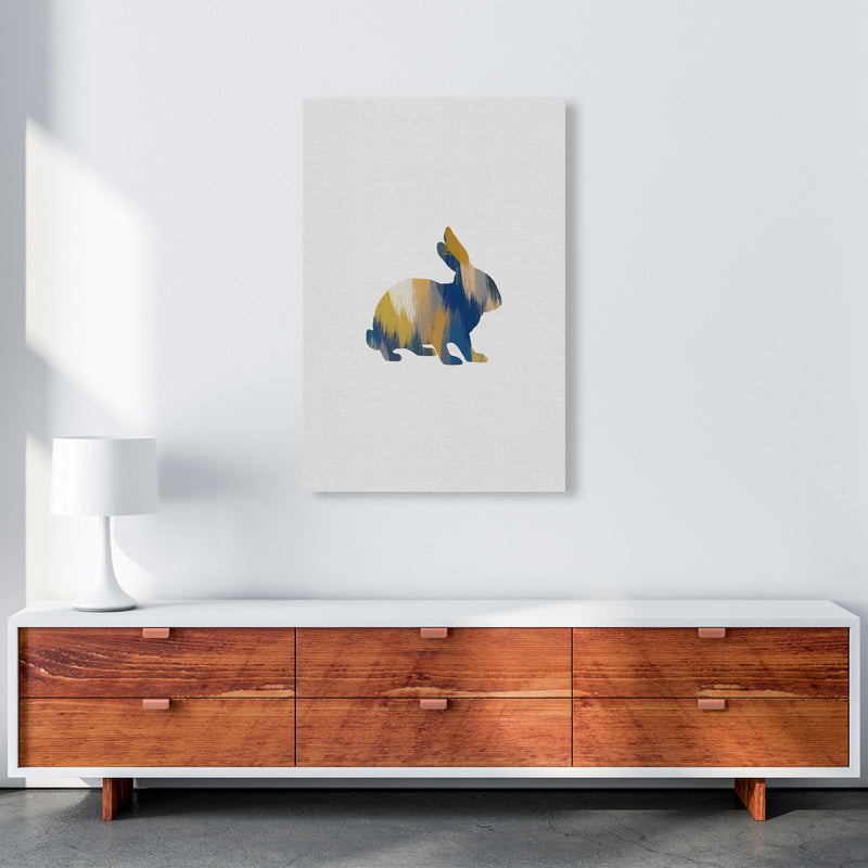 Rabbit Blue & Yellow Print By Orara Studio Animal Art Print A1 Canvas
