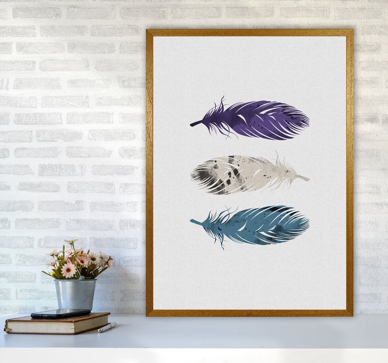 Blue, Purple & White Feathers Print By Orara Studio A1 Print Only