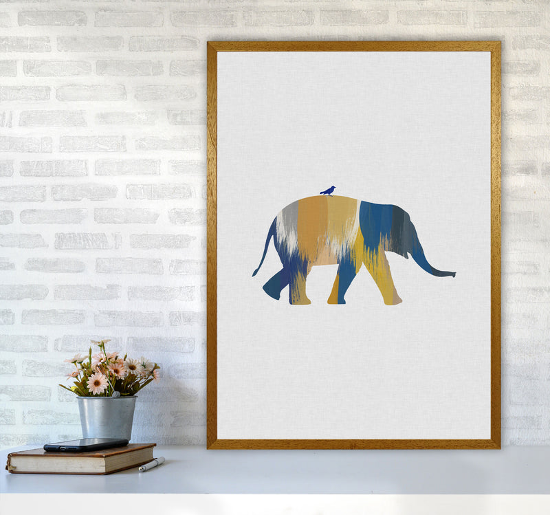 Elephant Blue & Yellow Print By Orara Studio Animal Art Print A1 Print Only