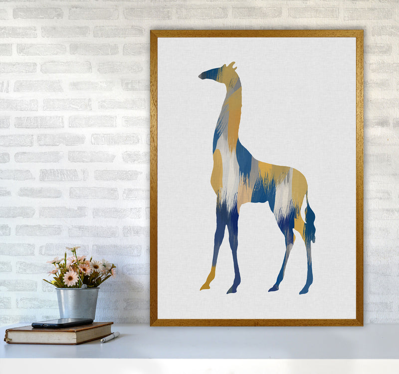 Giraffe Blue & Yellow Print By Orara Studio Animal Art Print A1 Print Only