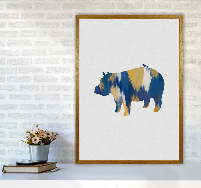 Hippo Blue & Yellow Print By Orara Studio Animal Art Print A1 Print Only