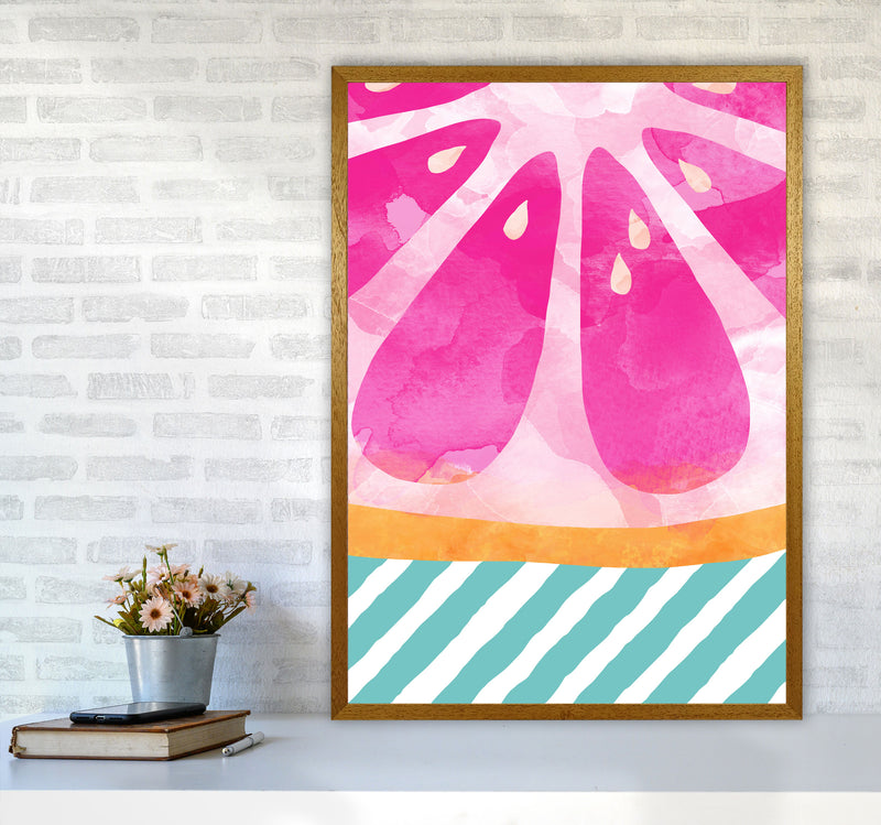 Pink Grapefruit Abstract Print By Orara Studio, Framed Kitchen Wall Art A1 Print Only