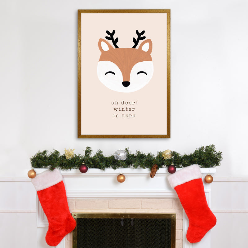 Oh Deer Winter Is Here Christmas Art Print by Orara Studio A1 Print Only