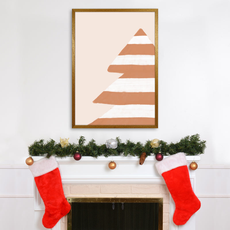Stripey Xmas Tree Christmas Art Print by Orara Studio A1 Print Only