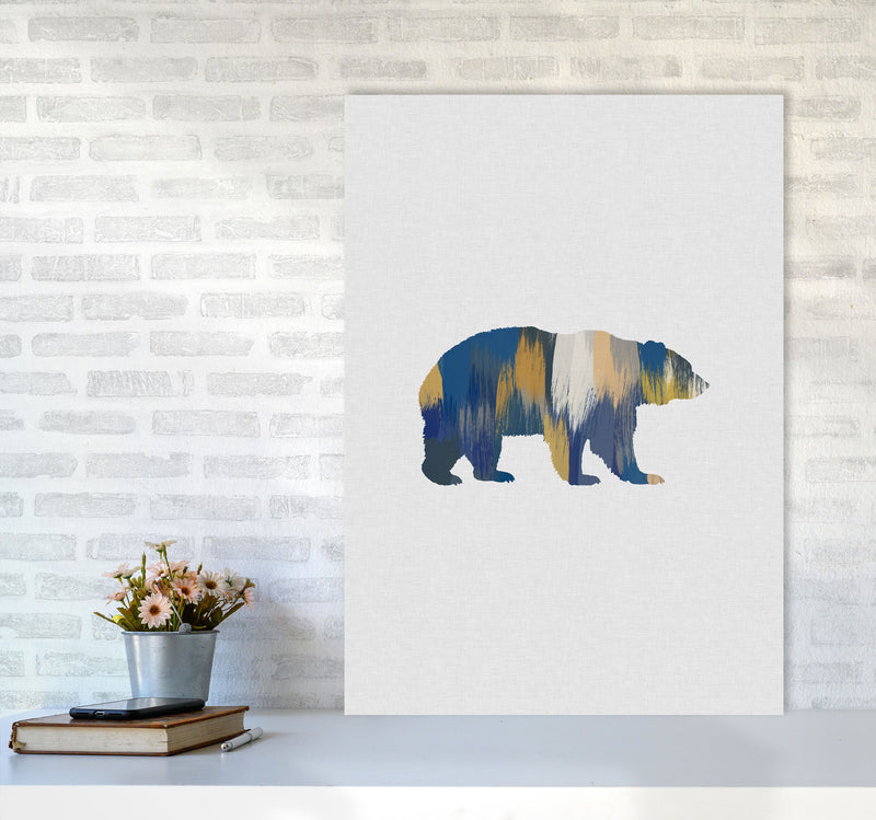 Bear Blue & Yellow Animal Art Print By Orara Studio Animal Art Print A1 Black Frame