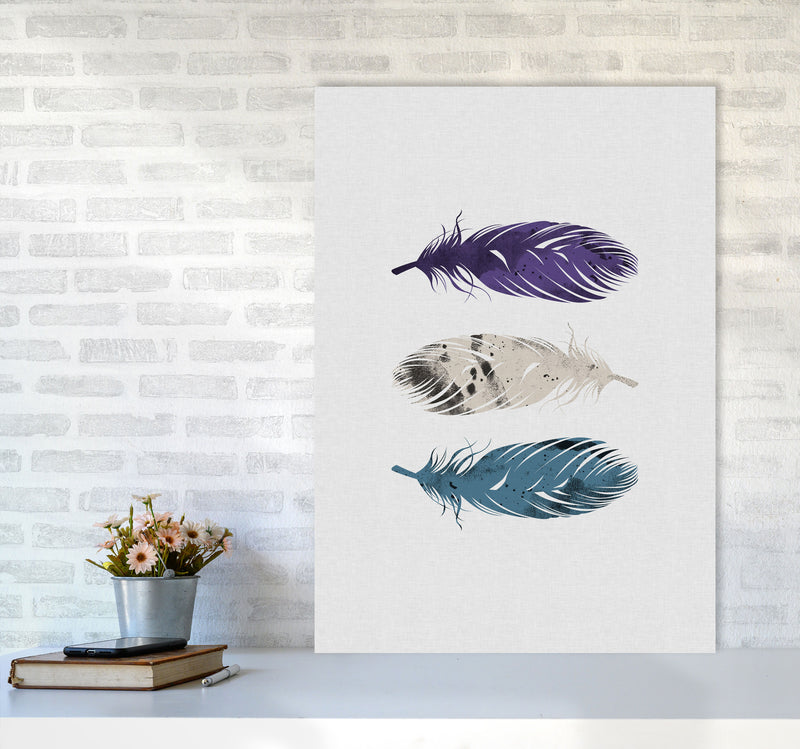 Blue, Purple & White Feathers Print By Orara Studio A1 Black Frame