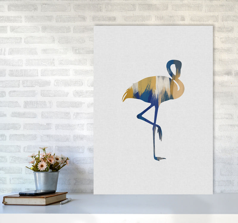 Flamingo Blue & Yellow Print By Orara Studio Animal Art Print A1 Black Frame