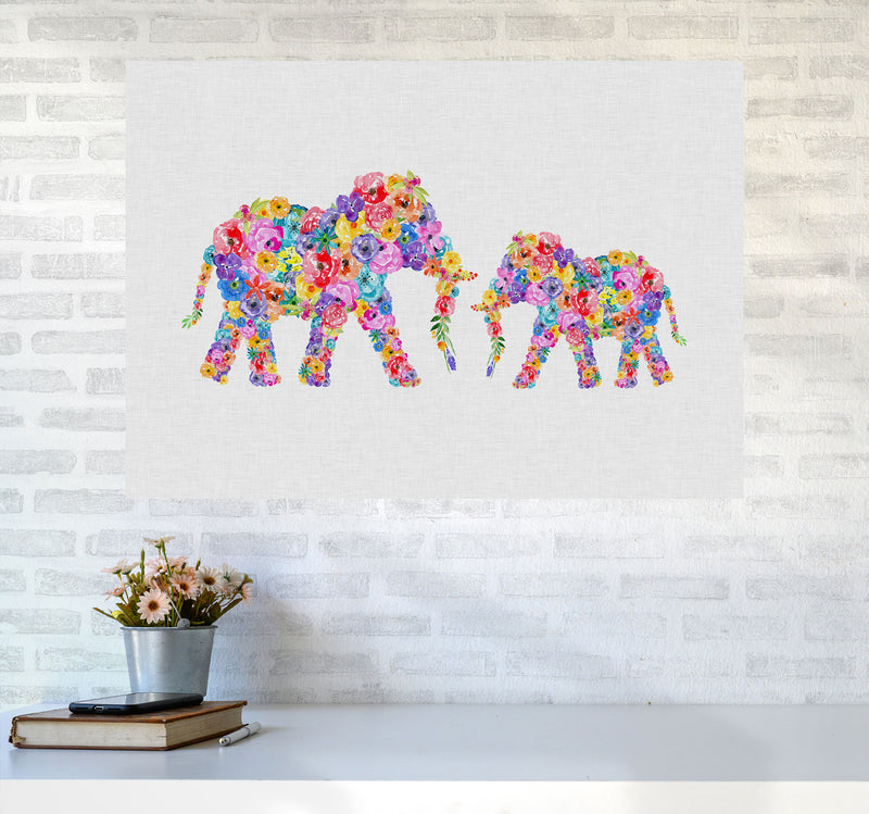 Floral Elephants Print By Orara Studio Animal Art Print A1 Black Frame