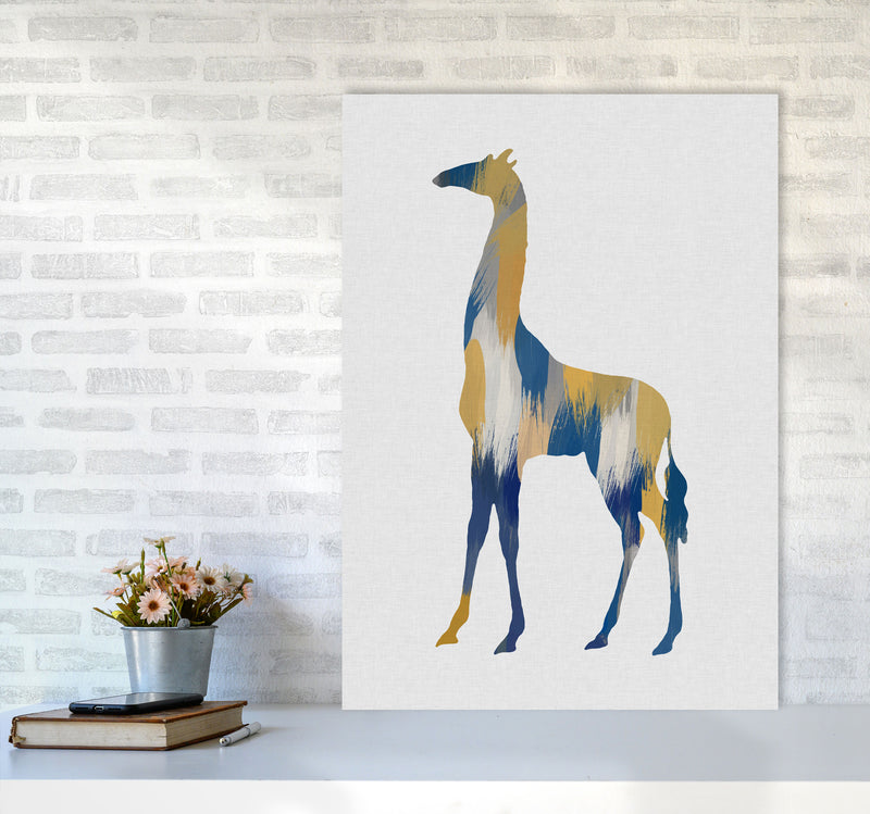 Giraffe Blue & Yellow Print By Orara Studio Animal Art Print A1 Black Frame