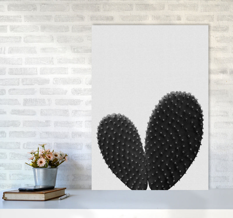 Heart Cactus Black & White Print By Orara Studio A1 Black Frame