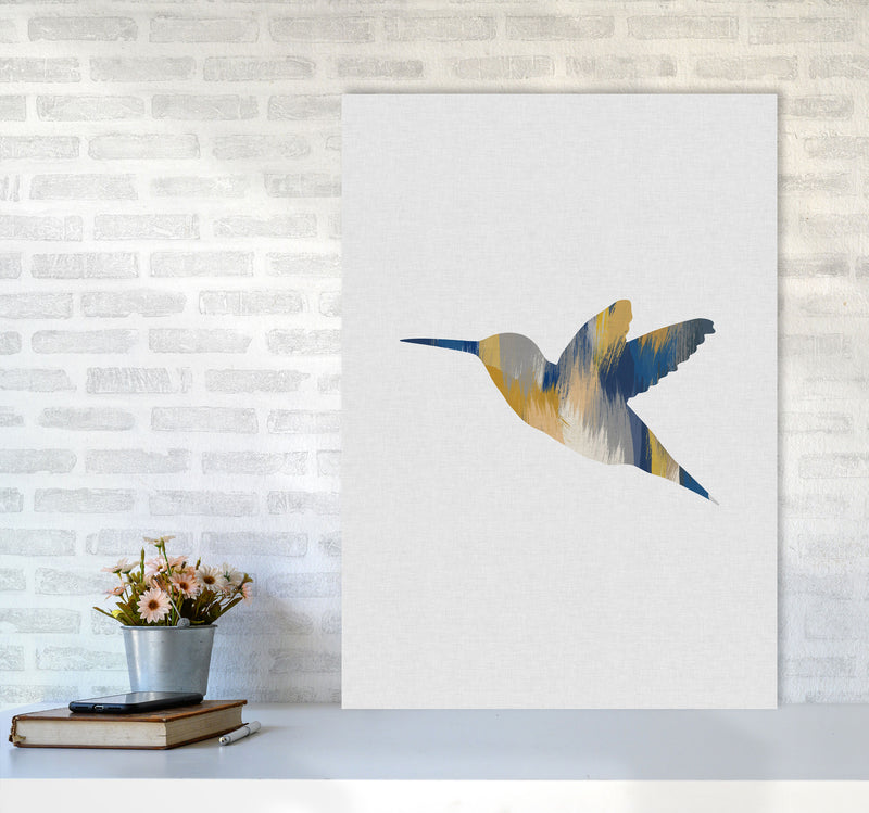 Hummingbird Blue & Yellow I Print By Orara Studio Animal Art Print A1 Black Frame