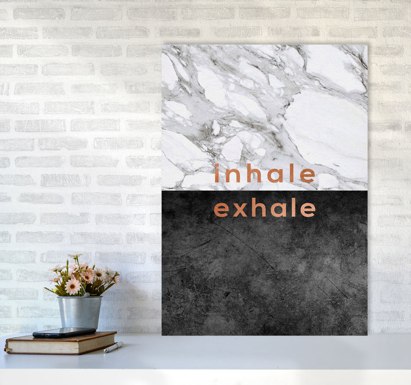 Inhale Exhale Copper Quote Print By Orara Studio A1 Black Frame