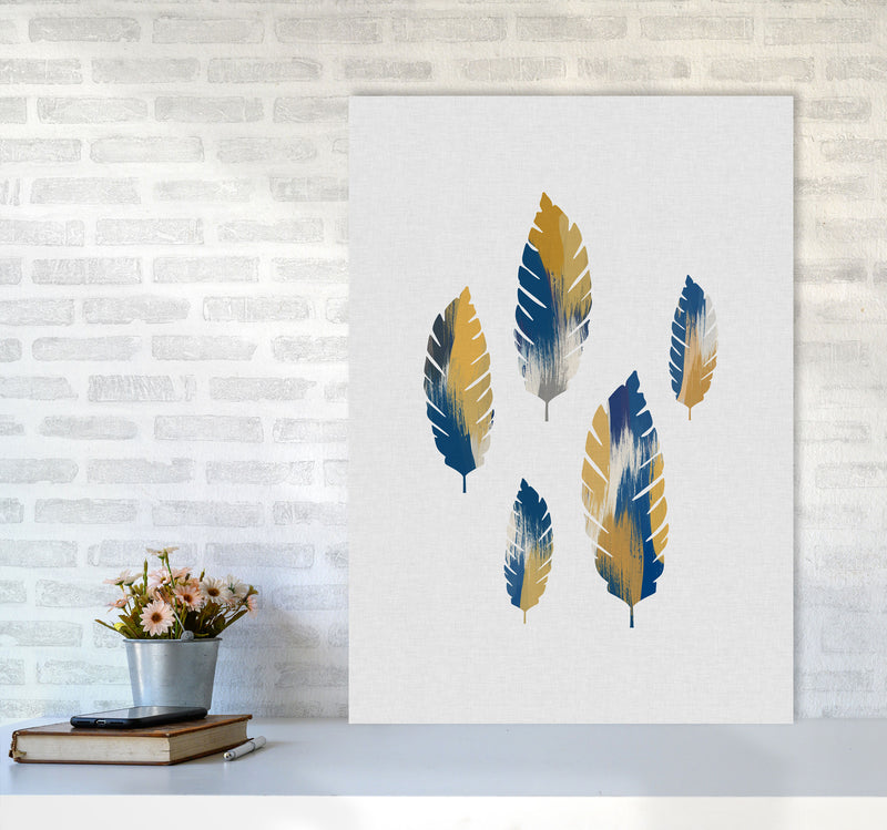 Leaves Blue & Yellow Print By Orara Studio A1 Black Frame