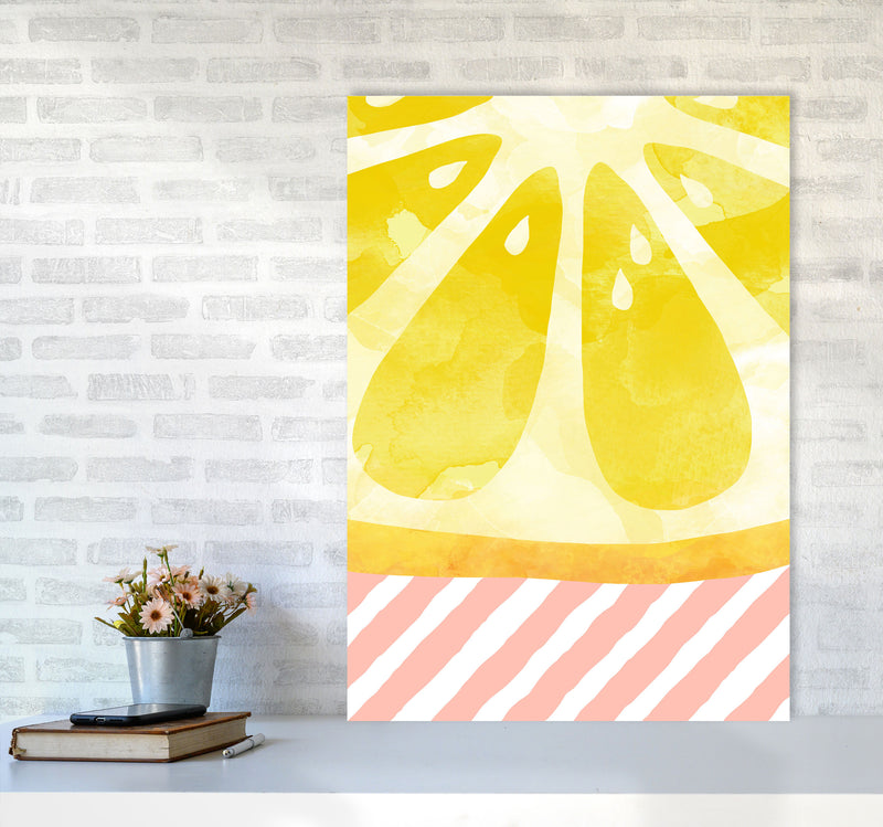 Lemon Abstract Print By Orara Studio, Framed Kitchen Wall Art A1 Black Frame