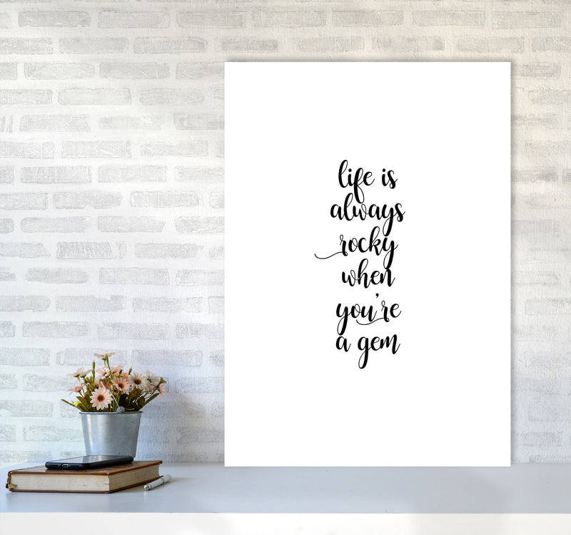 Life Is Always Rocky Inspirational Quote Print By Orara Studio A1 Black Frame