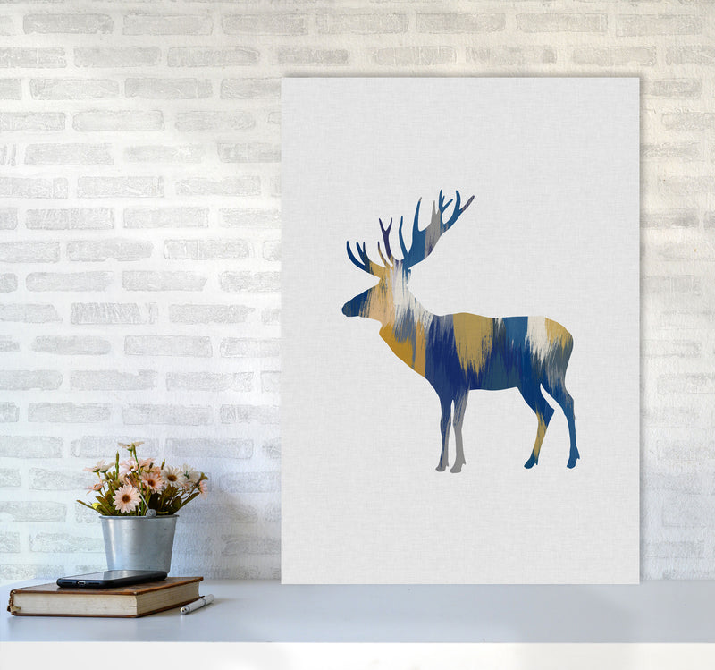 Moose Blue & Yellow Print By Orara Studio Animal Art Print A1 Black Frame