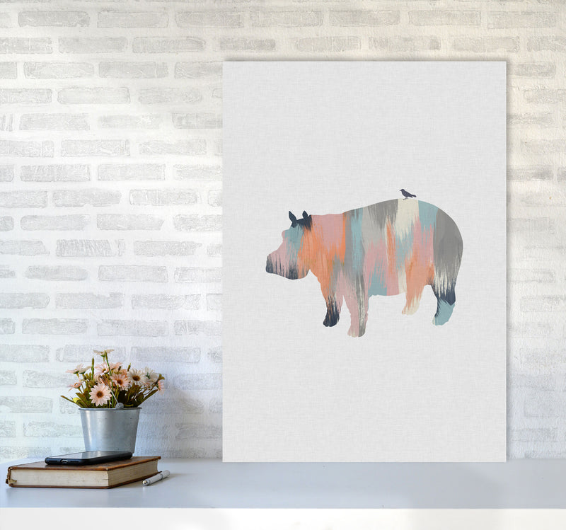 Pastel Hippo Print By Orara Studio Animal Art Print A1 Black Frame