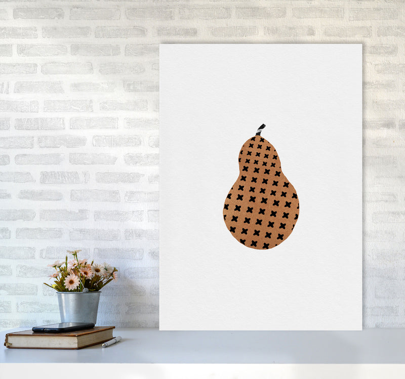 Pear Fruit Illustration Print By Orara Studio, Framed Kitchen Wall Art A1 Black Frame