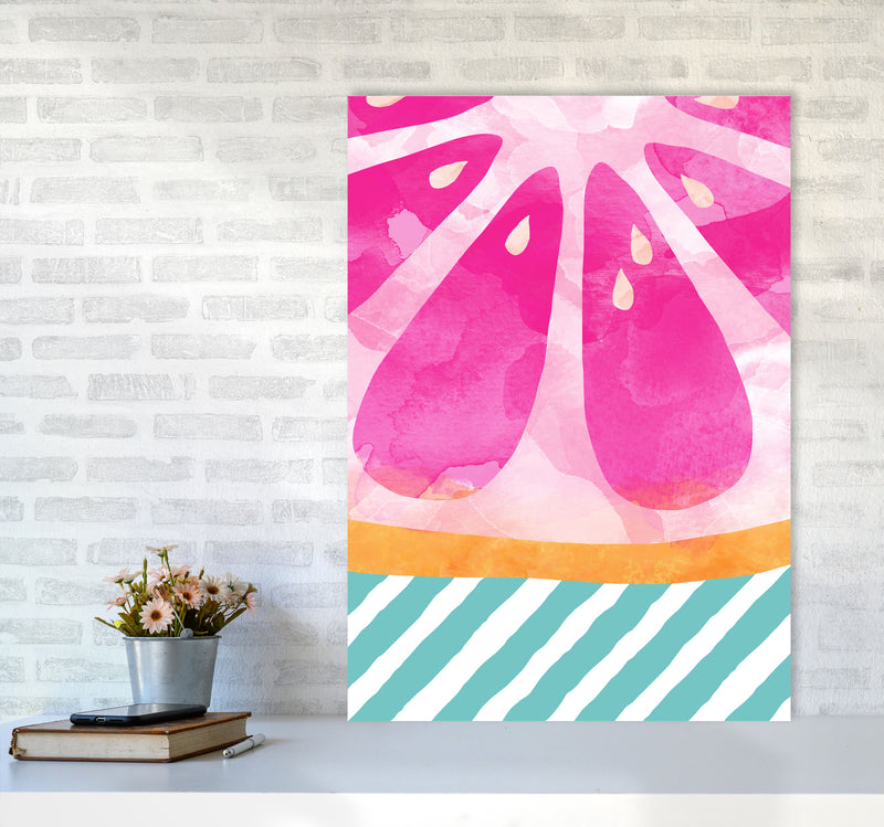 Pink Grapefruit Abstract Print By Orara Studio, Framed Kitchen Wall Art A1 Black Frame