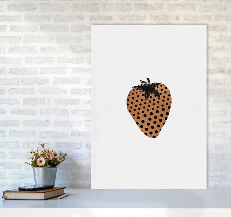 Strawberry Fruit Illustration Print By Orara Studio, Framed Kitchen Wall Art A1 Black Frame