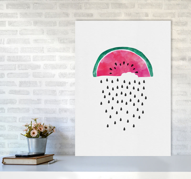 Watermelon Rain Print By Orara Studio, Framed Kitchen Wall Art A1 Black Frame