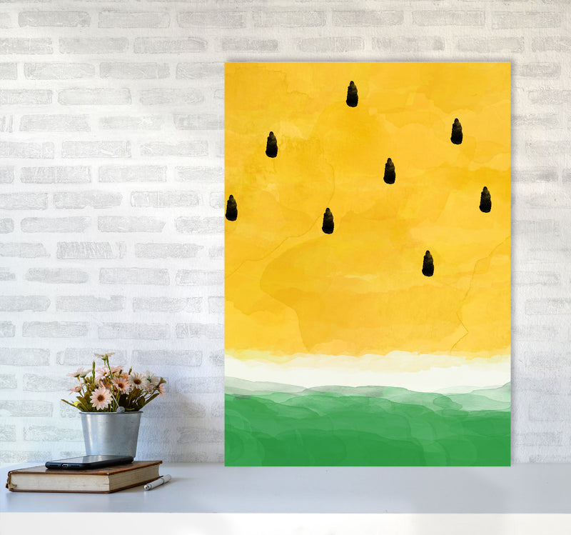 Yellow Watermelon Print By Orara Studio, Framed Kitchen Wall Art A1 Black Frame