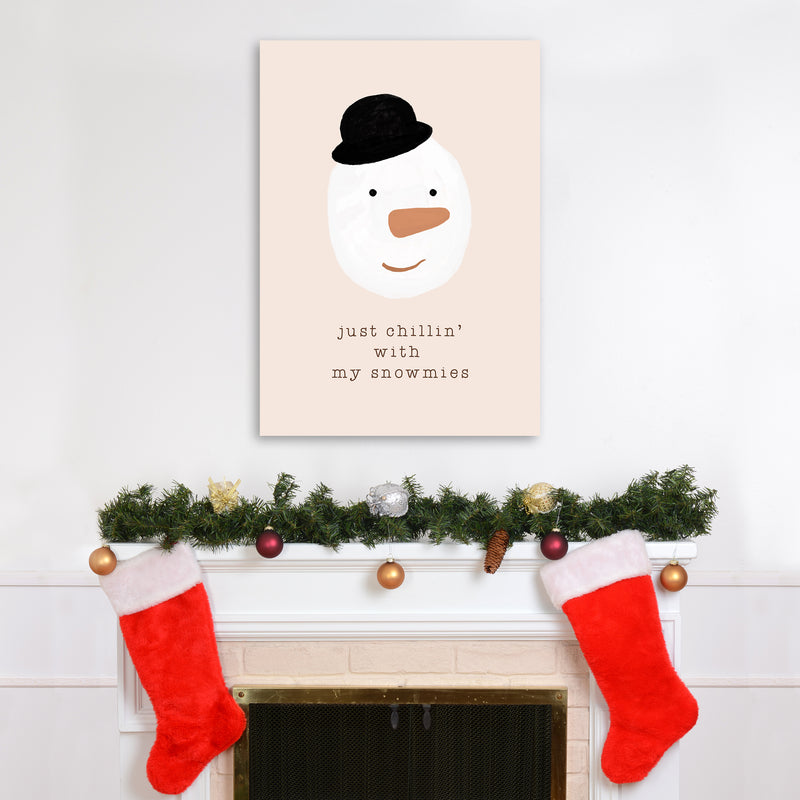 Chilling With My Snowmies Christmas Art Print by Orara Studio A1 Black Frame