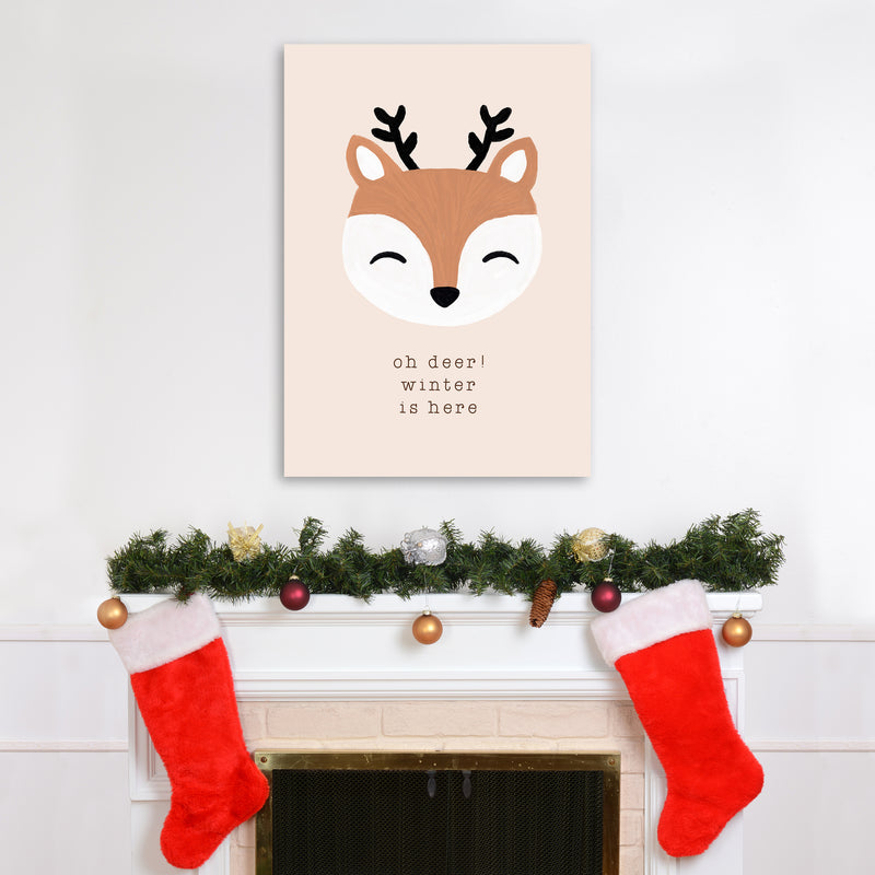 Oh Deer Winter Is Here Christmas Art Print by Orara Studio A1 Black Frame
