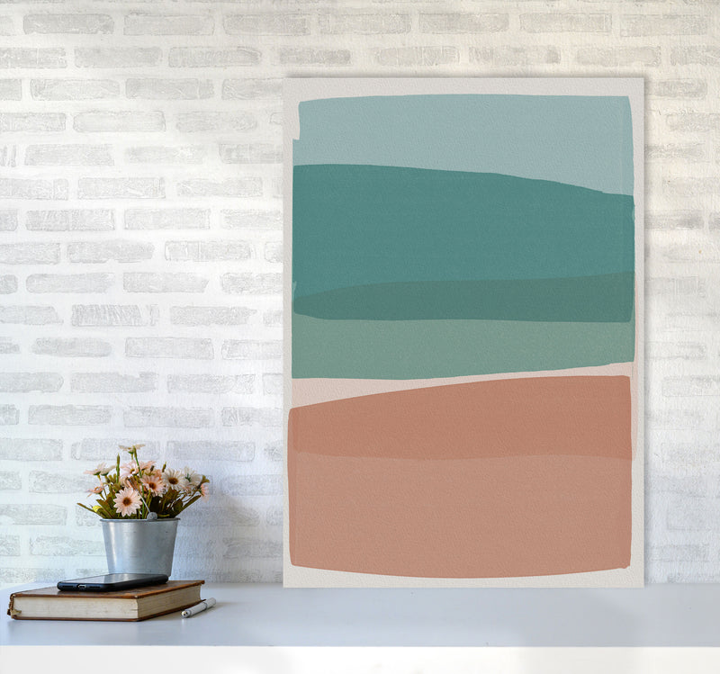 Modern Turquoise and Pink Abstract Art Print by Orara Studio A1 Black Frame