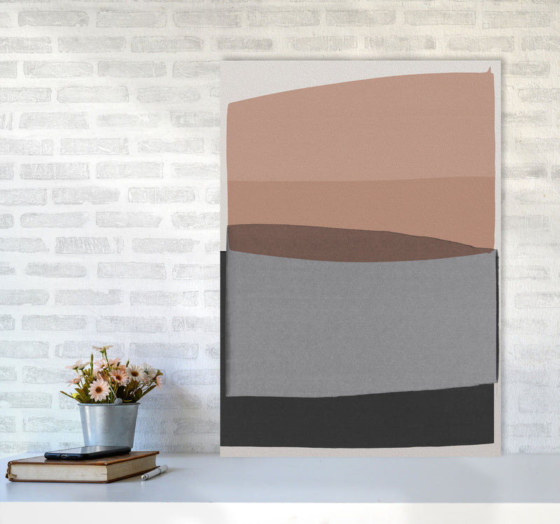 Modern Pink and Grey Abstract Art Print by Orara Studio A1 Black Frame