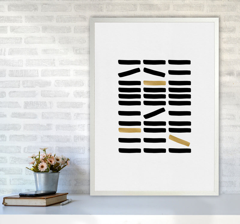 Black And Gold Abstract Print By Orara Studio A1 Oak Frame