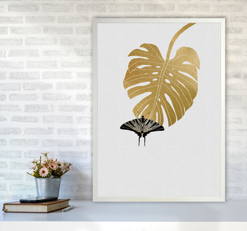 Butterfly & Monstera Leaf Print By Orara Studio A1 Oak Frame