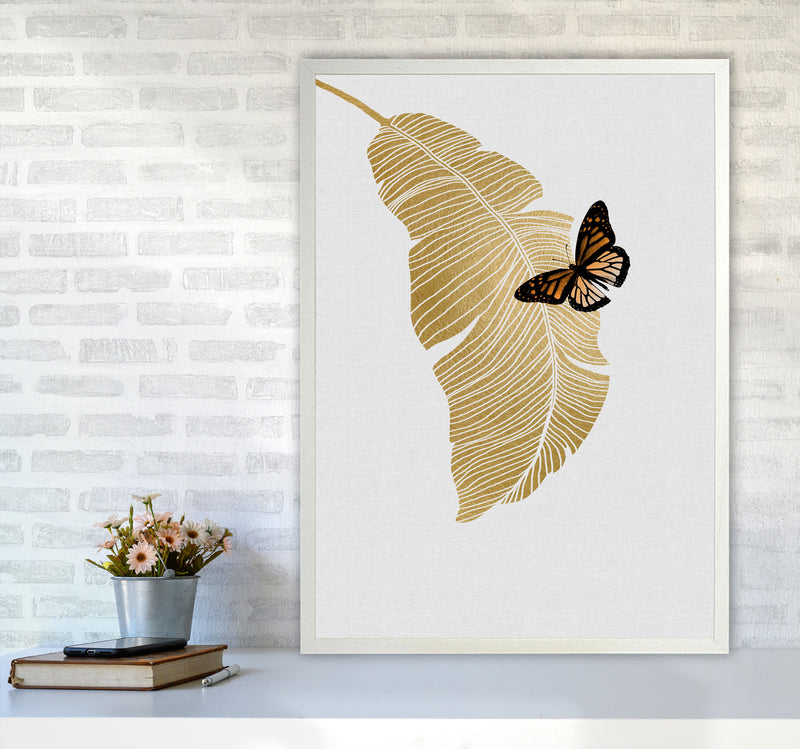 Butterfly & Palm Leaf Print By Orara Studio A1 Oak Frame