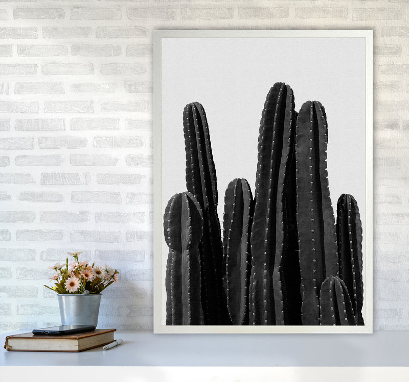 Cactus Black And White Print By Orara Studio, Framed Botanical Art A1 Oak Frame