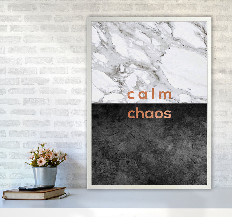 Calm Chaos Marble Quote Print By Orara Studio A1 Oak Frame