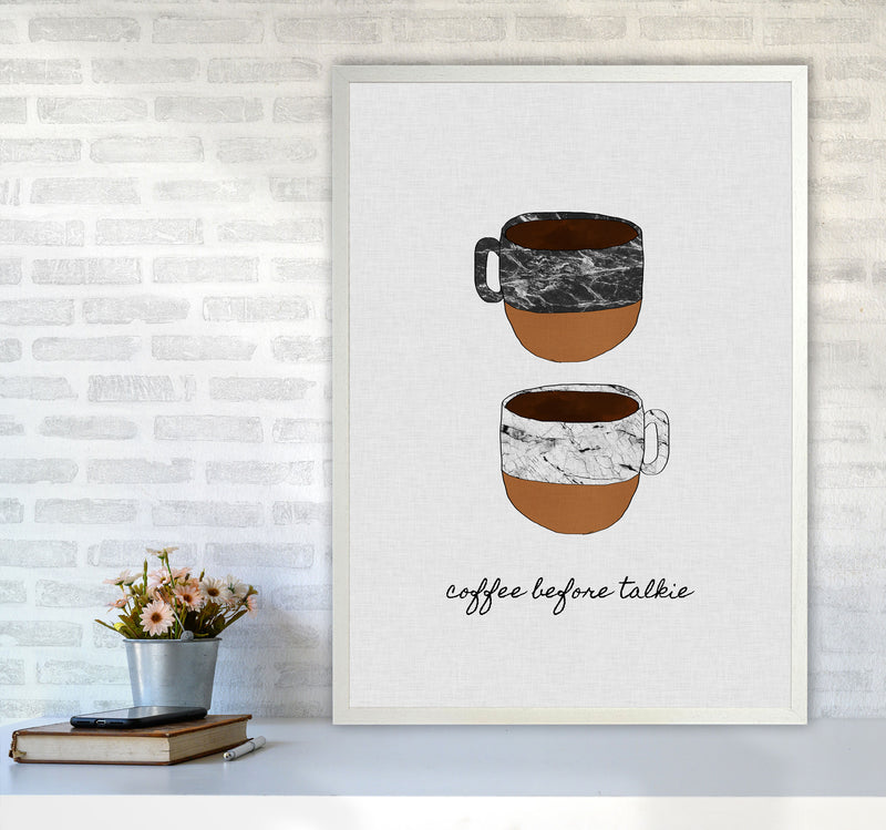 Coffee Before Talkie Print By Orara Studio, Framed Kitchen Wall Art A1 Oak Frame