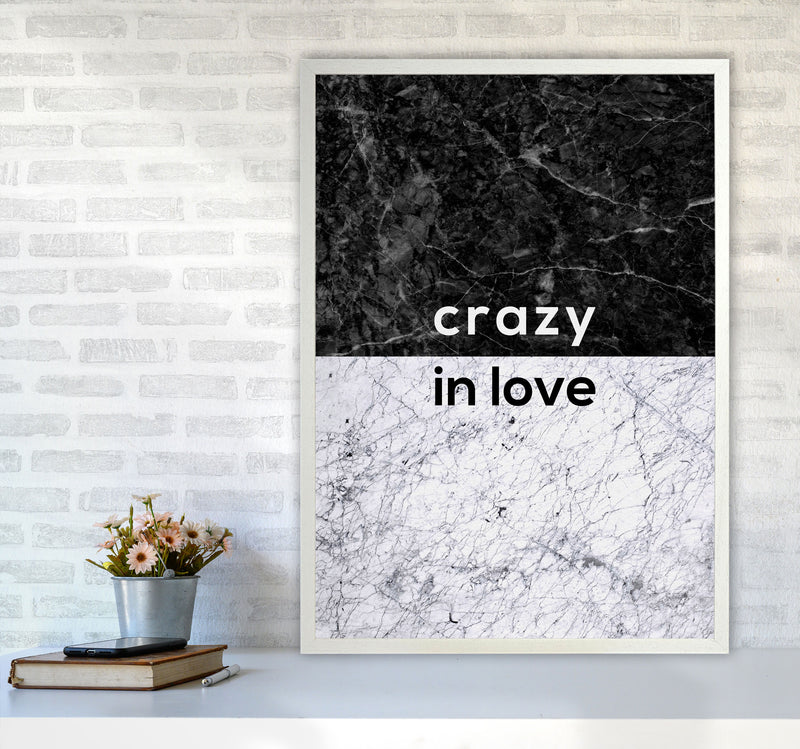 Crazy In Love Marble Quote Print By Orara Studio A1 Oak Frame