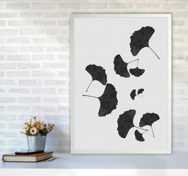 Ginkgo Leaf Black & White I Print By Orara Studio A1 Oak Frame