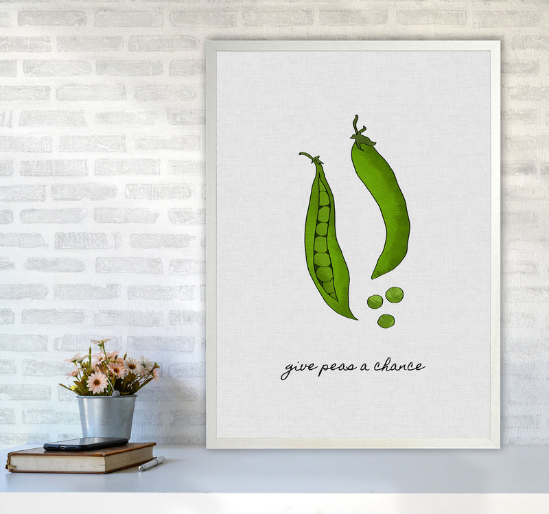 Give Peas A Chance Print By Orara Studio, Framed Kitchen Wall Art A1 Oak Frame