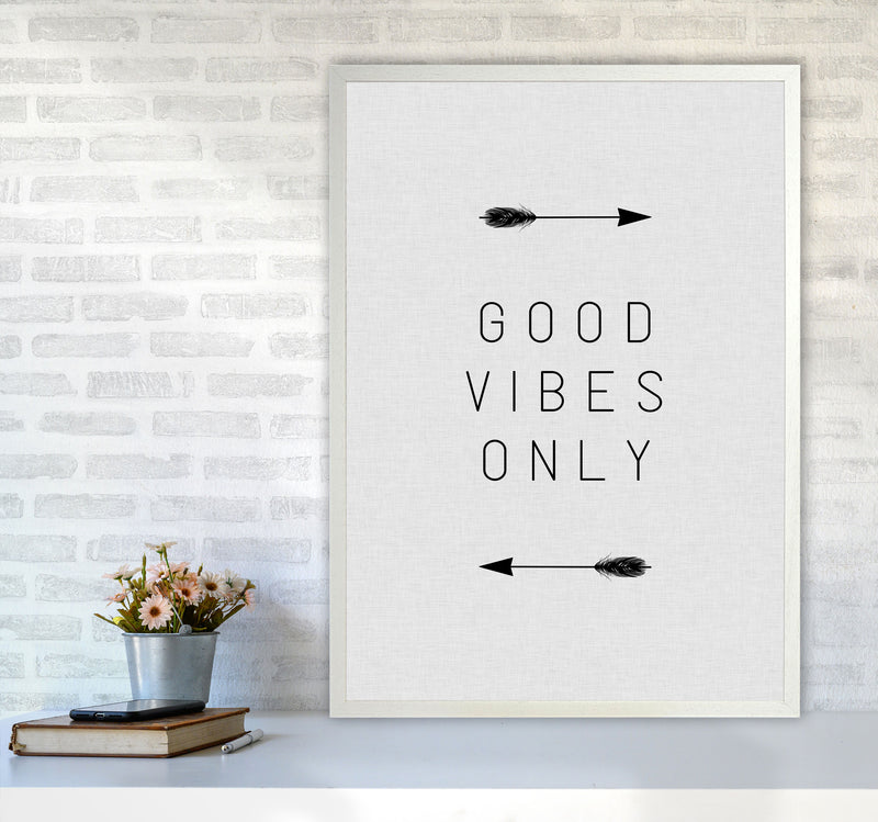 Good Vibes Only Arrow Quote Print By Orara Studio A1 Oak Frame
