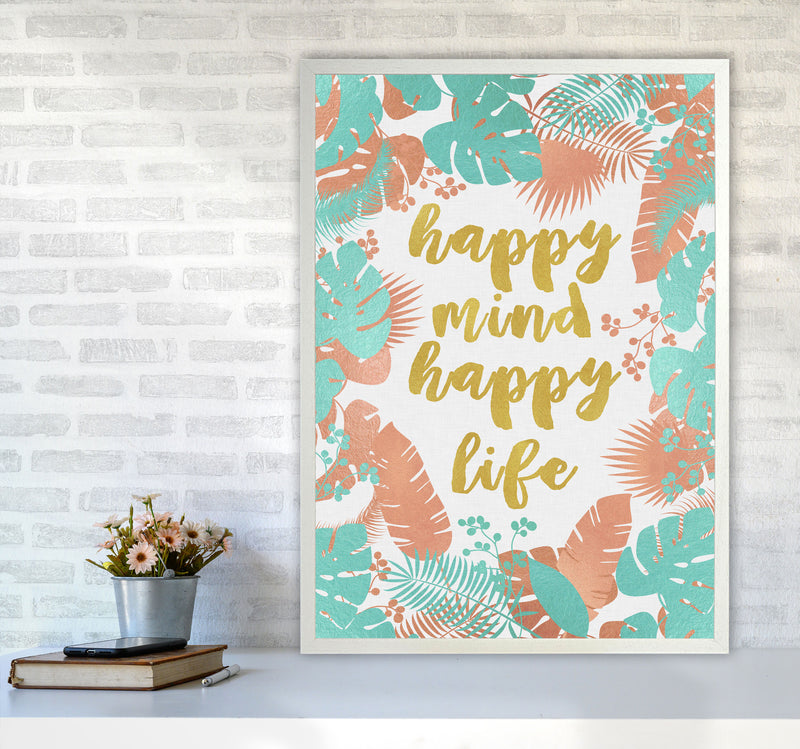 Happy Mind Happy Life Print By Orara Studio A1 Oak Frame