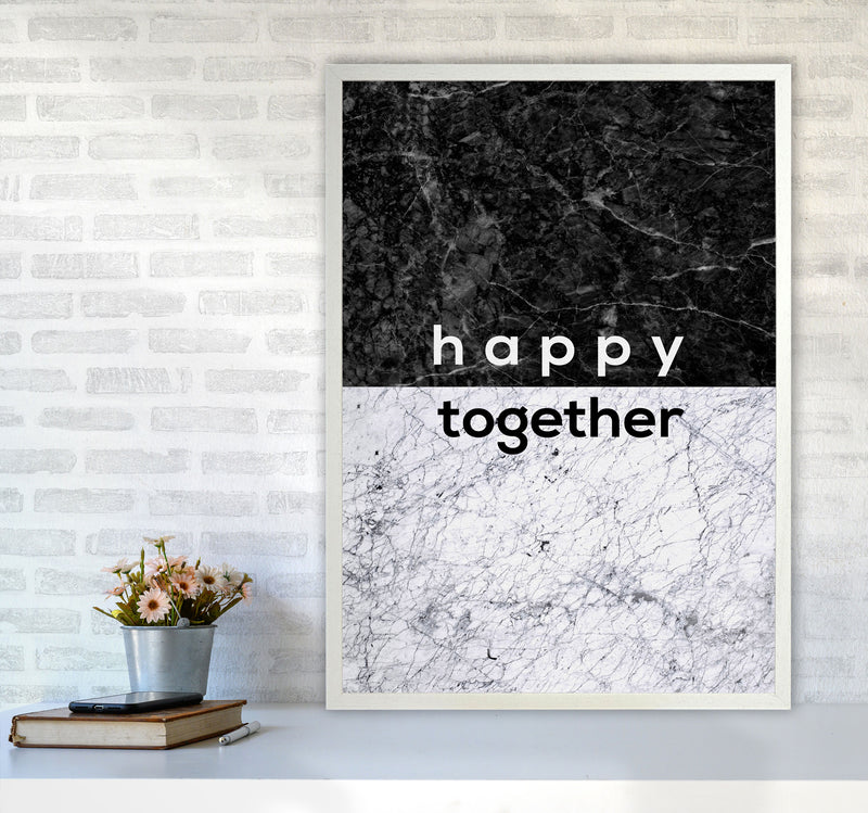 Happy Together Black & White Quote Print By Orara Studio A1 Oak Frame