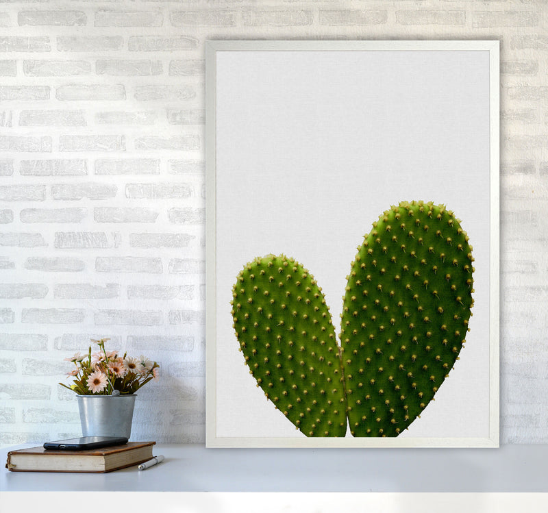 Heart Cactus Print By Orara Studio, Framed Botanical & Nature Art Print A1 Oak Frame